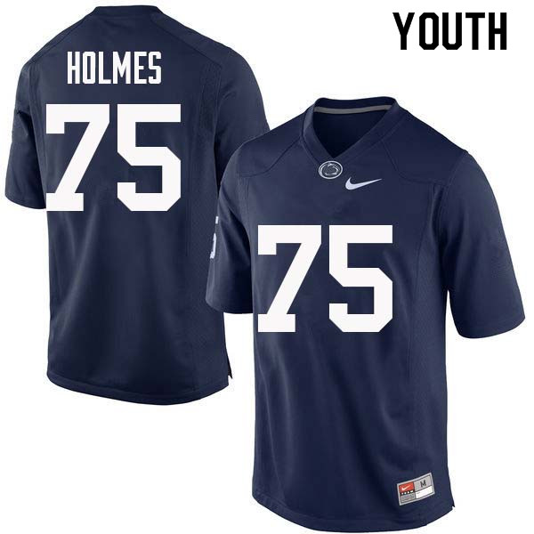 Youth #75 Deslin Holmes Penn State Nittany Lions College Football Jerseys Sale-Navy